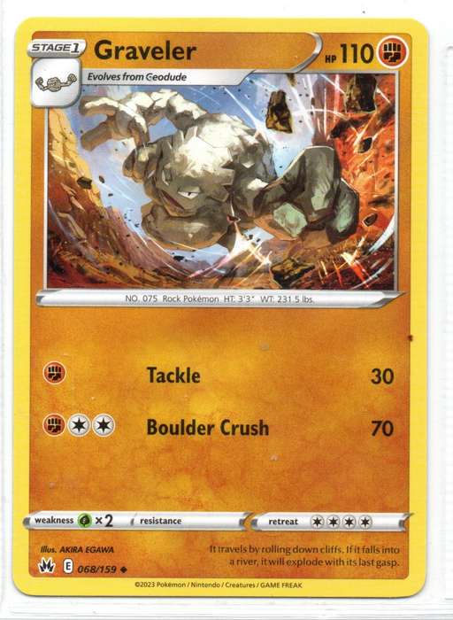2023 Pokemon/Nintendo/Creatures/GAMEFREAK - Crown Zenith - Graveler 68/159 Uncommon