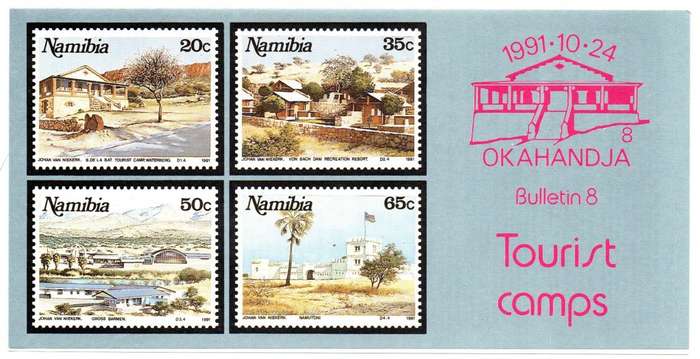 1991 Namibia Tourist Camps FDC 1.8 & Bulletin 8