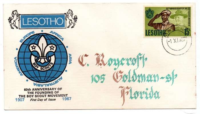 1967 Lesotho 60th Anniversary of the Founding of The Boy Scouts Movement FDC
