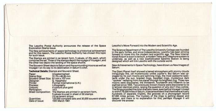 1981 Lesotho Space Exploration FDC