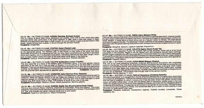 1984 Lesotho Butterflies Definitive FDC