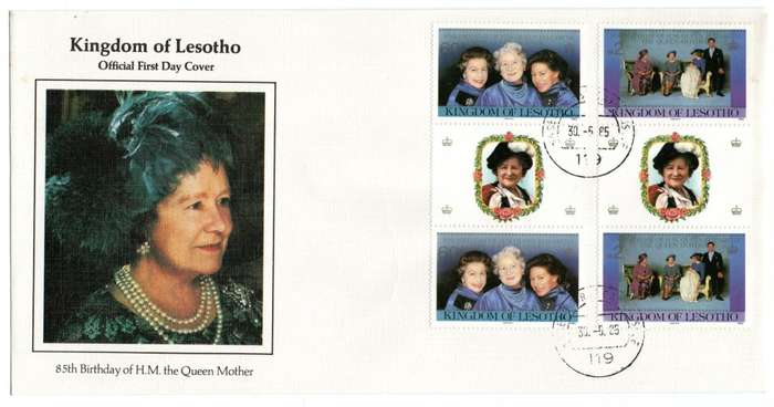 1985 Lesotho 85th Birthday of H.M. the Queen Mother FDC