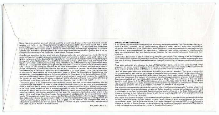 1983 Lesotho 150th Anniversary of The Arrival of The French Missionaries FDC 49