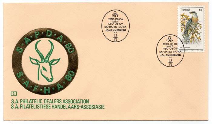 1980 Transkei SAPDA 80 SAFHA SA philatelic Dealers Association Commemorative Cover