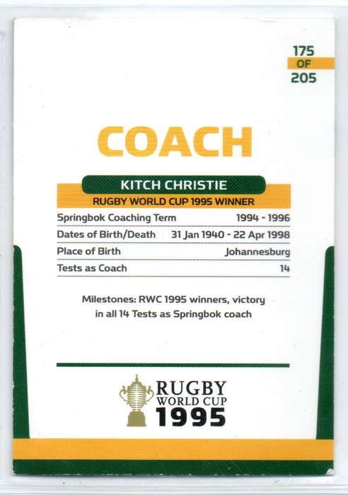 Rugby World Cup 2011 - Card 175/205 - Kitch Christie