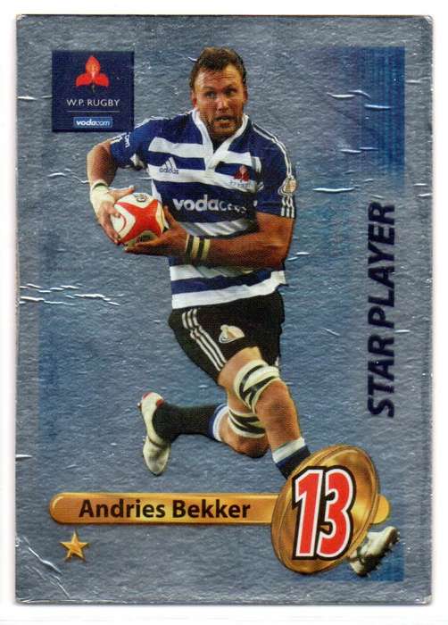 Big Ball Rugby Trading Cards 2009 Currie Cup WP - Andries Bekker