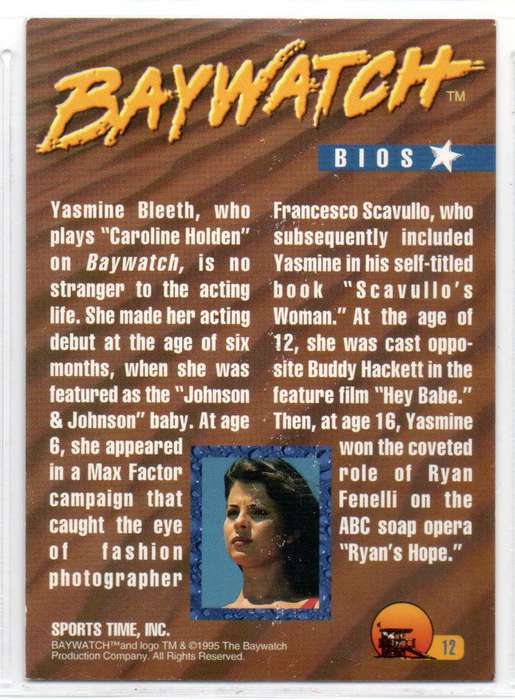 Sports Time Inc 1995 Baywatch - 12 Bios