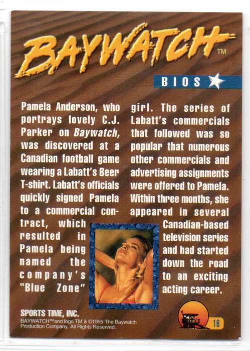Sports Time Inc 1995 Baywatch - 18 Bios