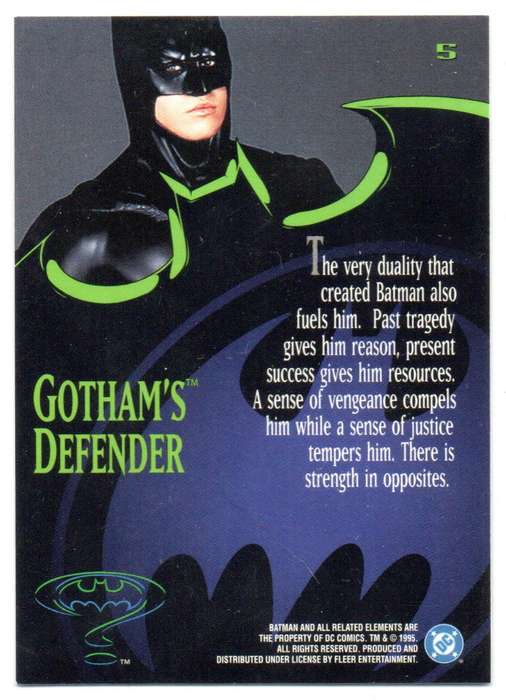 Fleer Ultra 95 DC Comics Batman Forever  - 5 Gotham`s Defender