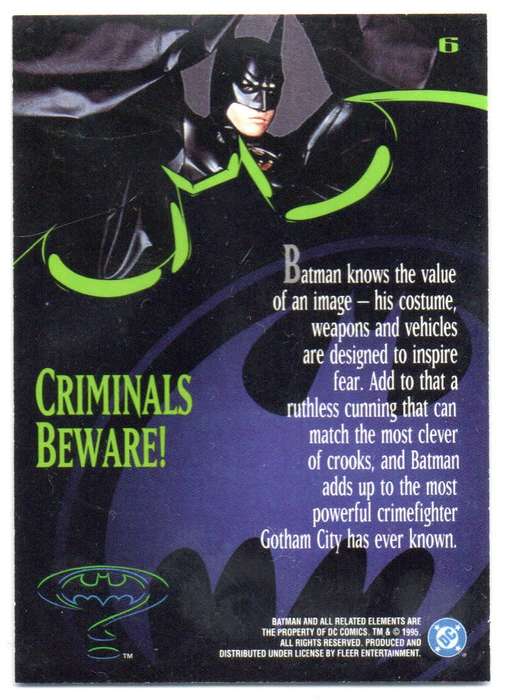 Fleer Ultra 95 DC Comics Batman Forever  - 6 Criminals Beware!