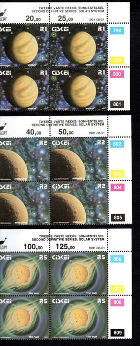 Ciskei 1991/08/01 2nd Definitive issue The Solar System Control Block Set