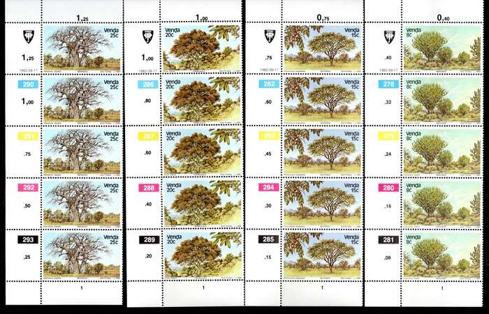 Venda 1982/09/17 Indigenous trees (1st issue) Control Block Set