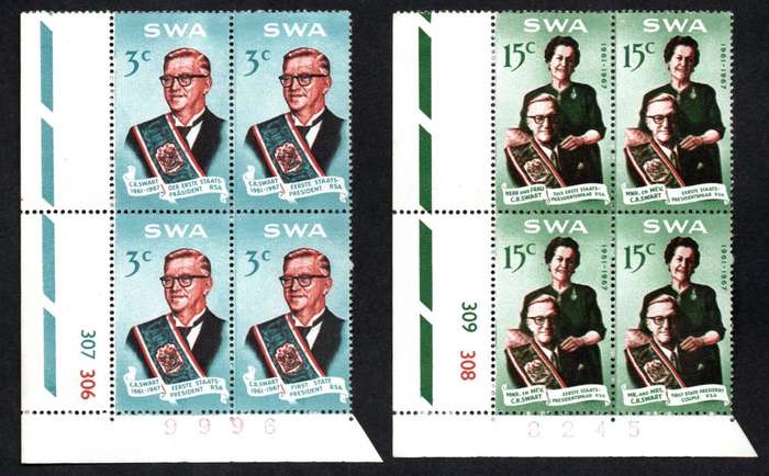South-West Africa 1967/01/06 Commemoration of Dr. Verwoerd Control Block Set