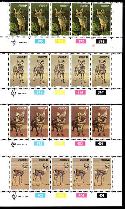 South-West Africa 1980/10/01 Third Definitive Issue Control Blocks #390-457 Set