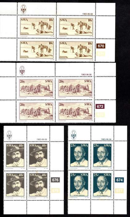 South-West Africa 1983/06/08 75th Anniversary of Discovery of Diamonds Control Block Set