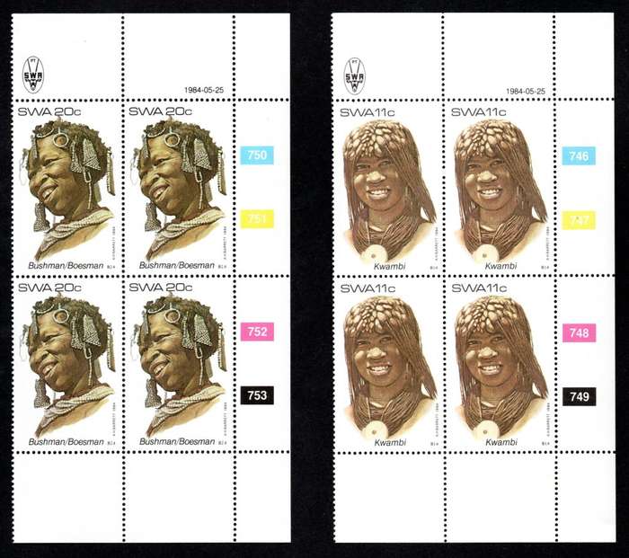South-West Africa 1984/05/25 Traditional Headdresses 2nd Series Control Block Set