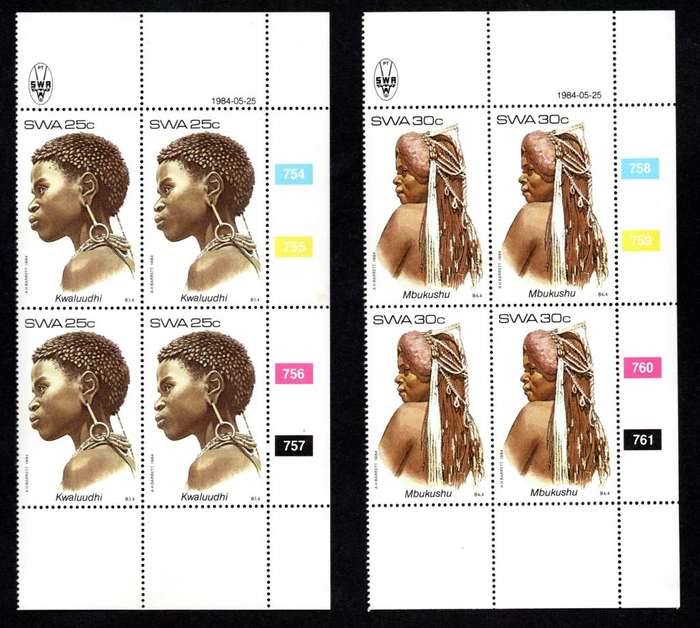 South-West Africa 1984/05/25 Traditional Headdresses 2nd Series Control Block Set