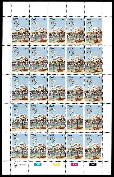 South-West Africa 1979/04/05 Water Birds 4c Complete Sheet of 25