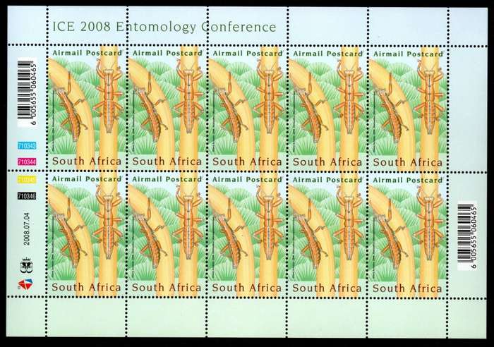RSA 2008/07/04 118th ICE 2008 Entomology Conference Airmail Complete Sheet