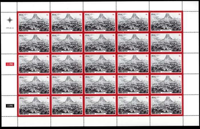 RSA 1979/05/25 Centenary of the 1879 Zulu War 4c Complete Sheet of 25