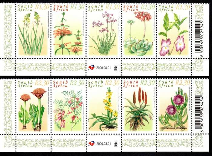 RSA 2000/08/01 Medicinal Plants Two setenant strips