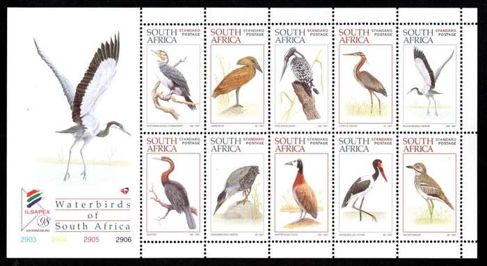 RSA 1997/06/05 World Environment Day Waterbirds of South Africa Sheetlet of 10