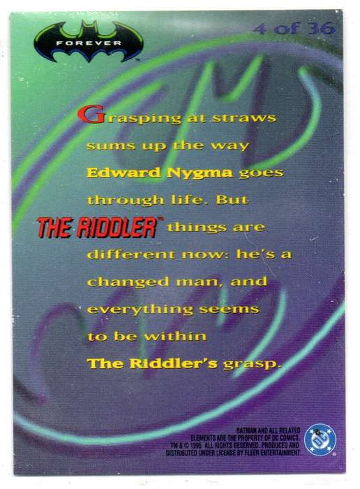 Fleer Ultra 95 DC Comics Batman Forever  - 4 The Riddler Holograms
