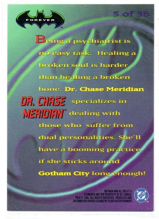 Fleer Ultra 95 DC Comics Batman Forever  - 5 Dr. Chase Meridian Holograms