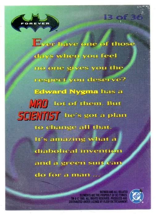 Fleer Ultra 95 DC Comics Batman Forever  - 13 Mad Scientist Holograms