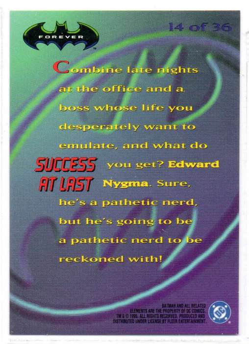Fleer Ultra 95 DC Comics Batman Forever  - 14 Success at Last Holograms