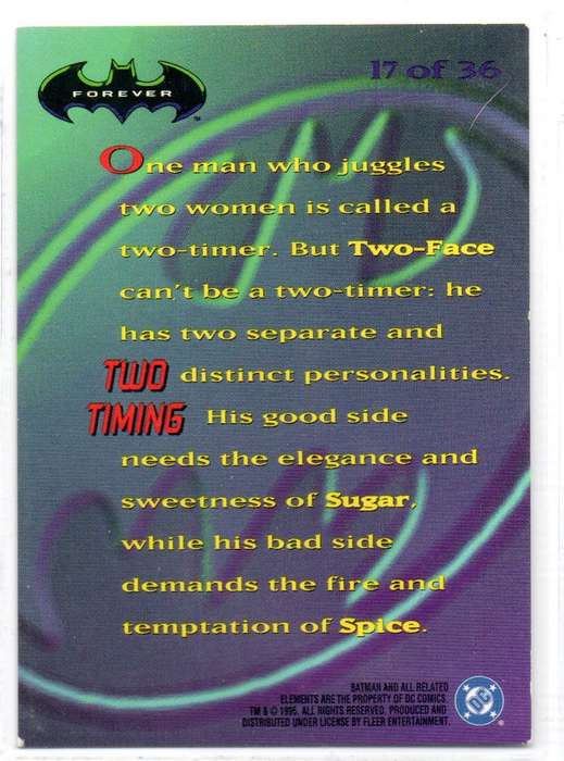 Fleer Ultra 95 DC Comics Batman Forever  - 17 Two Timing Holograms