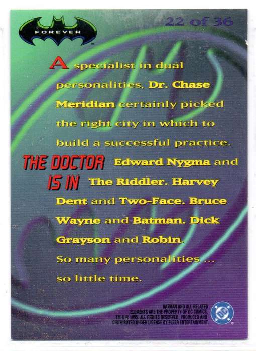 Fleer Ultra 95 DC Comics Batman Forever  - 22 The Doctor Is In Holograms