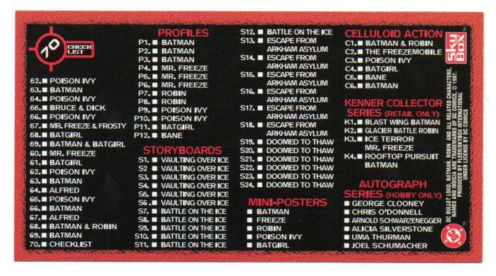 SkyBox Premium 1997 DC Batman & Robin - 70 Checklist
