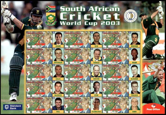 RSA 2001/02/28 South African Sporting Heroes 1994-2000 Sheet of 15