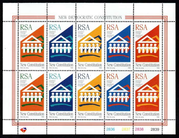 RSA 1996/08/01 New Democratic Constitution Sheetlet of 10