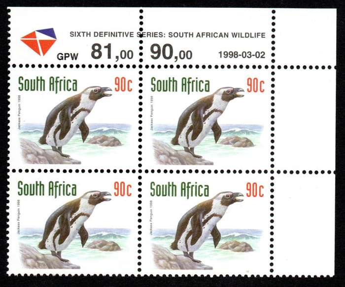 RSA 1998/03/02 6th Definitive (Redrawn) 90c Control Blocks