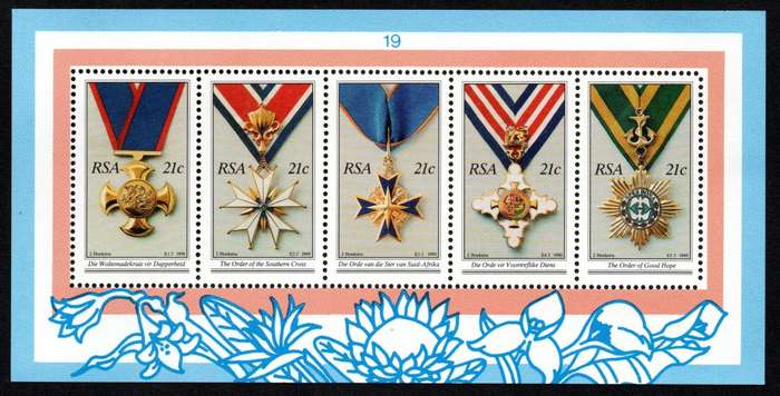 RSA 1990/12/06 The National Orders of S.A. Miniature Sheet