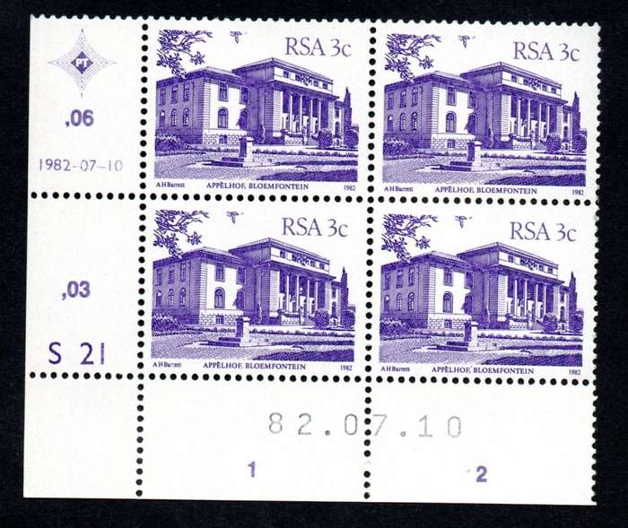RSA 1982/07/10 4th Definitive issue 3c Cylinder S21 Control Blocks