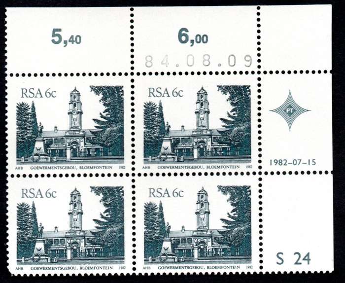 RSA 1984/08/09 4th Definitive issue 6c Cylinder S24 Control Blocks