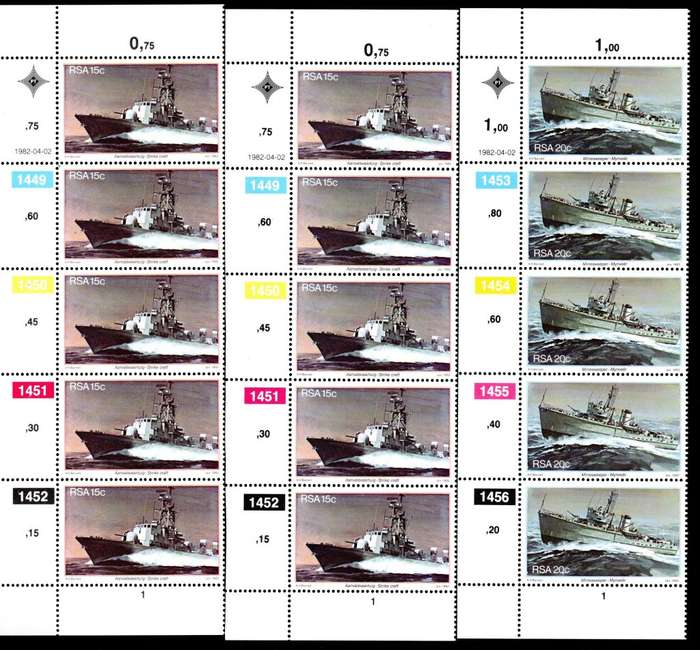 RSA 1982/04/02 Anniversary of Simonstown Control Blocks Set of 16 Errors