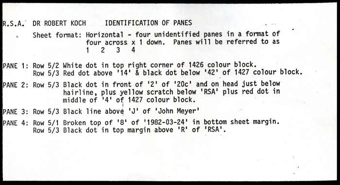 RSA 1982/03/21 Centenary of Discovery of Tubercle Bacillus Control Blocks Set of 4 Errors