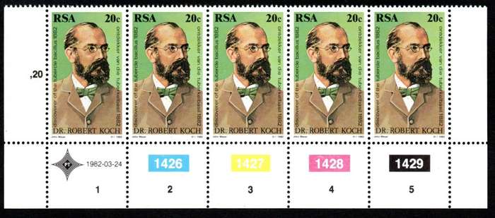 RSA 1982/03/21 Centenary of Discovery of Tubercle Bacillus Control Blocks