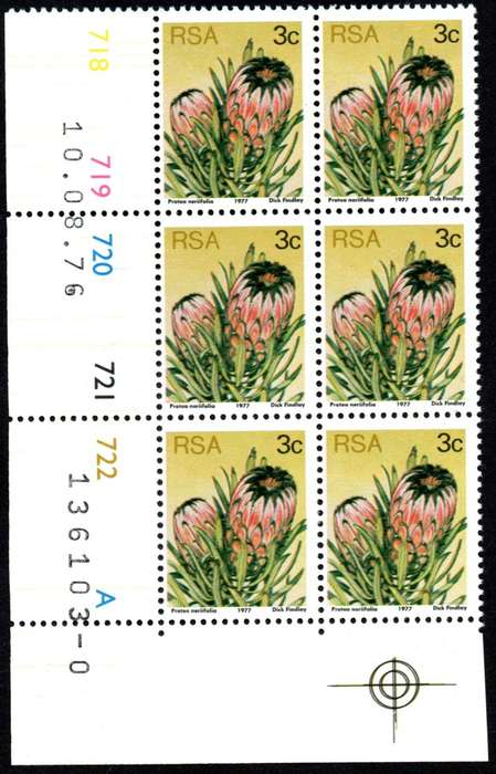 RSA 1976/08/10 3rd Definitive issue 3c Control Blocks Pane A Blue