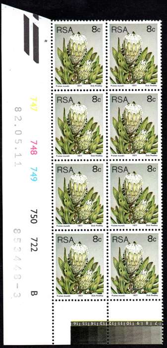 RSA 1982/05/11 3rd Definitive issue 8c Control Blocks Pane B (8 stamps)