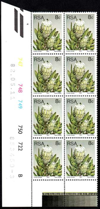 RSA 1982/05/11 3rd Definitive issue 8c Control Blocks Pane B (8 stamps)