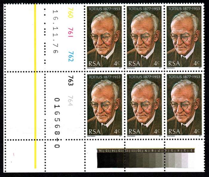 RSA 1976/11/16 Birth Centenary of Prof. J. Du Toit Control Blocks