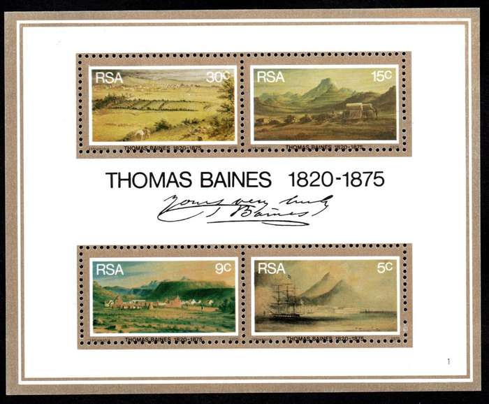 RSA 1975/06/18 Death Centenary of Thomas Baines Miniature Sheet