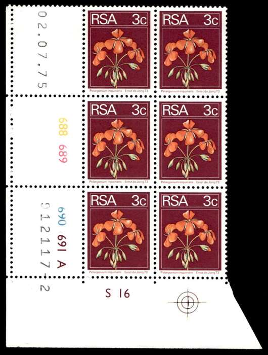 RSA 1975/07/02 2nd Definitive issue 3c Control Blocks Pane A