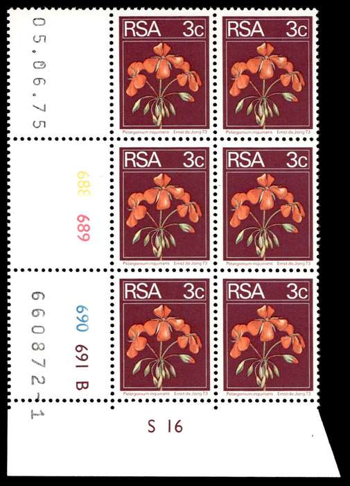 RSA 1975/06/05 2nd Definitive issue 3c Control Blocks Pane B