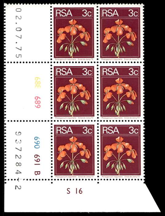 RSA 1975/07/02 2nd Definitive issue 3c Control Blocks Pane B